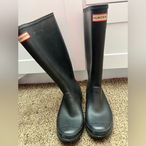 Hunter black tall rain boots